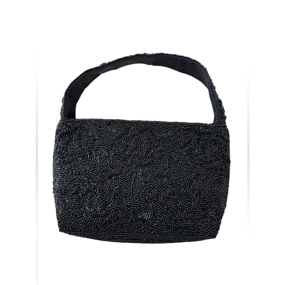 Vintage La Regale Black Beaded Evening Handbag